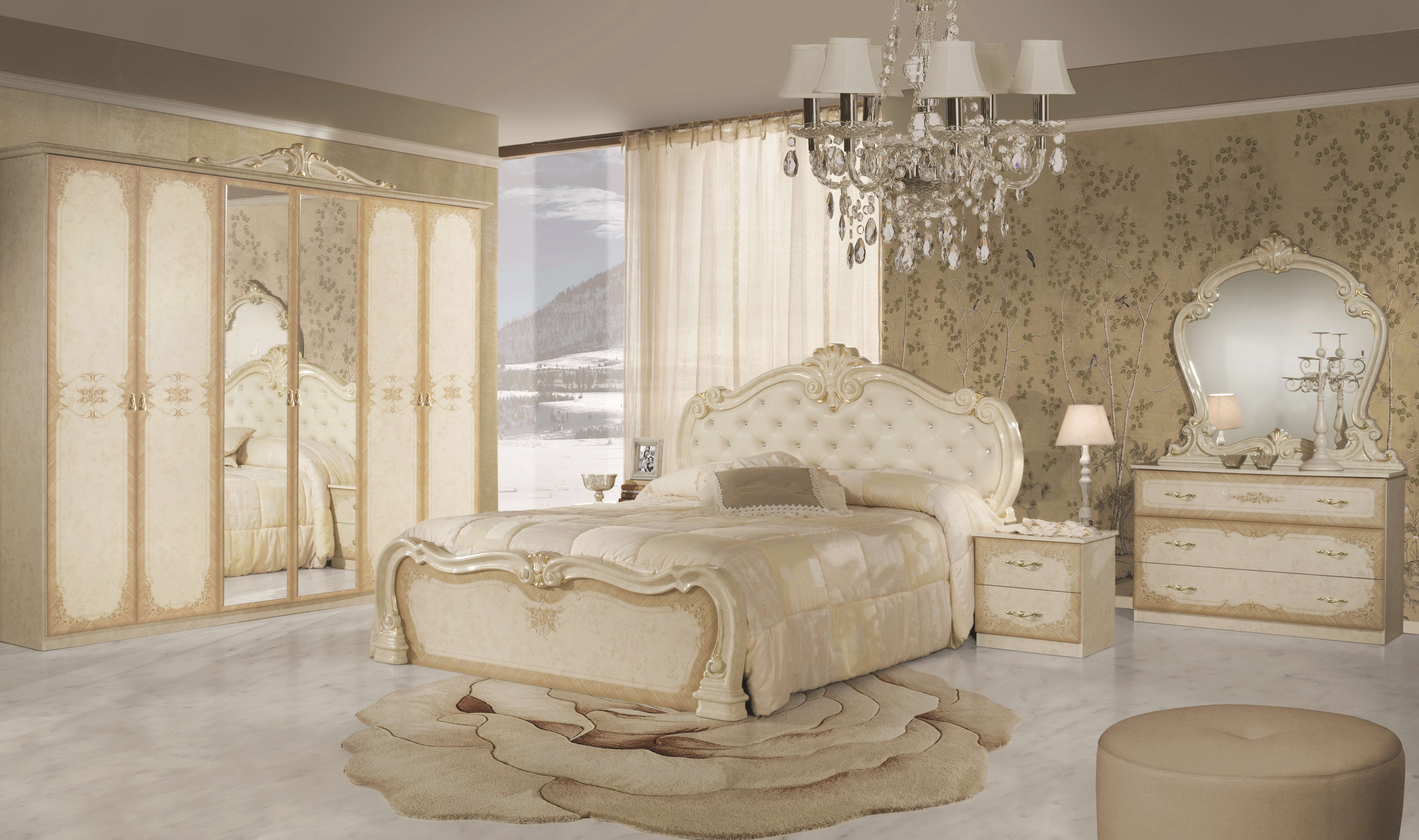 Barock Schlafzimmer Lavinia in Beige 6Teilig